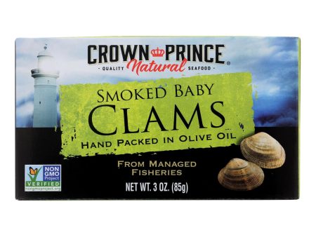 Crown Prince Clams - Smoked Baby Clams In Olive Oil - Case Of 12 - 3 Oz. Online Sale