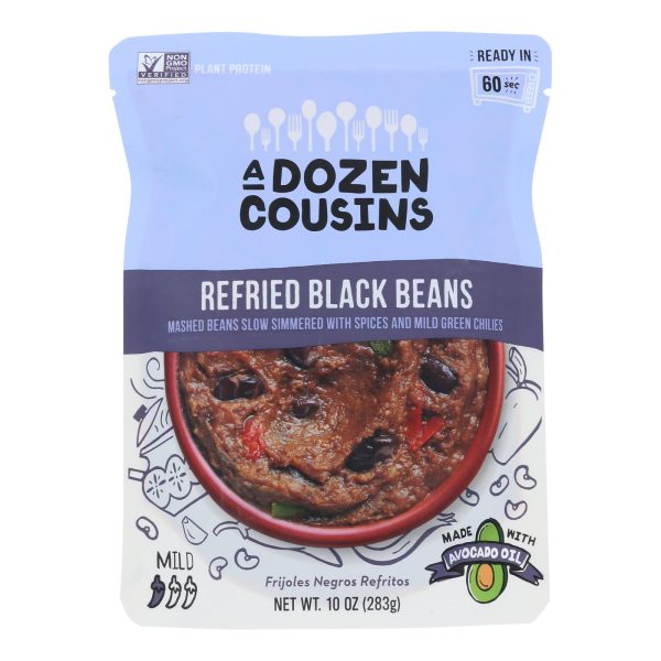 A Dozen Cousins - Black Beans Refried - Case Of 6-10 Oz Supply