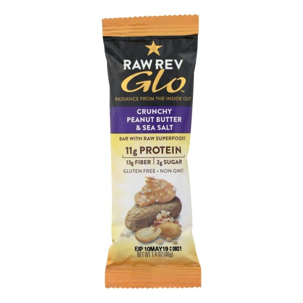 Raw Revolution Glo Crunchy Bar - Peanut Butter And Sea Salt - Case Of 12 - 1.6 Oz. Online now