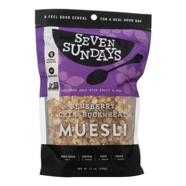 Seven Sundays Muesli - Blueberry Chia Buckwheat - Case Of 6 - 12 Oz. Cheap