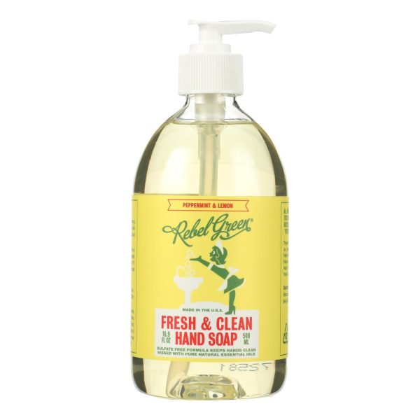 Rebel Green Hand Soap - Peppermint - Lemon - Case Of 4 - 16.9 Fl Oz Supply