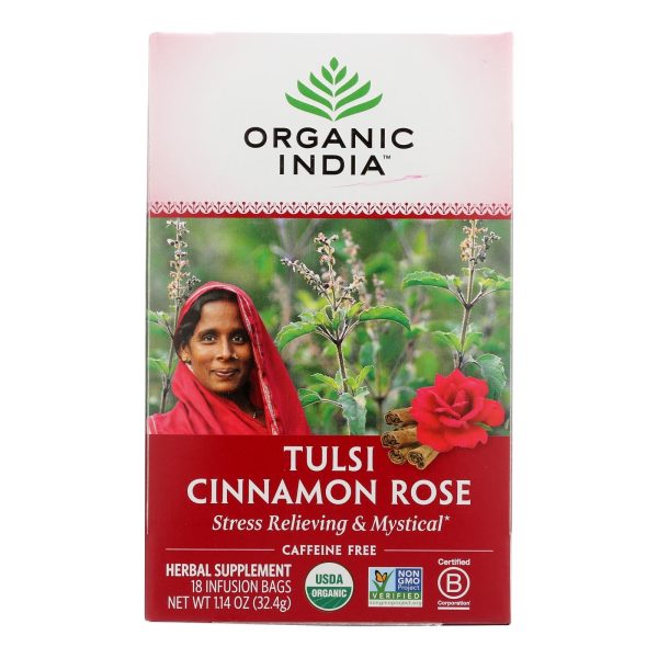 Organic India Tulsi Tea Cinnamon Rose - 18 Tea Bags - Case Of 6 Sale