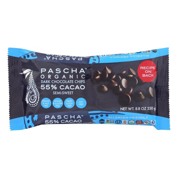 Pascha Chocolate Chips - Semi - Sweet Dark - Case Of 6 - 8.8 Oz. Hot on Sale