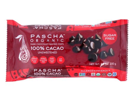 Pascha Chocolate Chips - Dark Unsweetened - Case Of 6 - 8.8 Oz. Supply