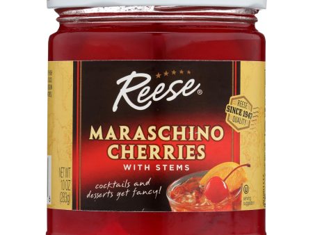 Reese Red Maraschino Cherries With Stems - Case Of 12 - 10 Oz. Sale