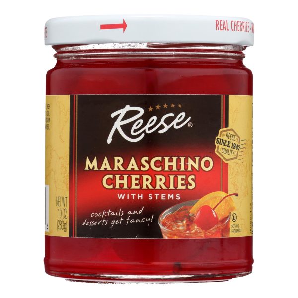 Reese Red Maraschino Cherries With Stems - Case Of 12 - 10 Oz. Sale