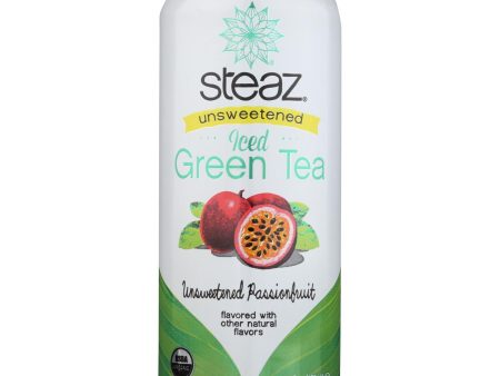 Steaz Unsweetened Green Tea - Passion Fruit - Case Of 12 - 16 Fl Oz. For Discount