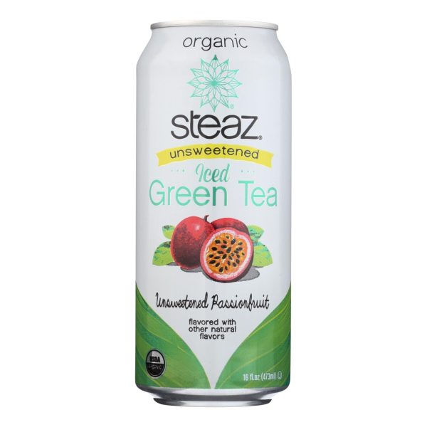 Steaz Unsweetened Green Tea - Passion Fruit - Case Of 12 - 16 Fl Oz. For Discount