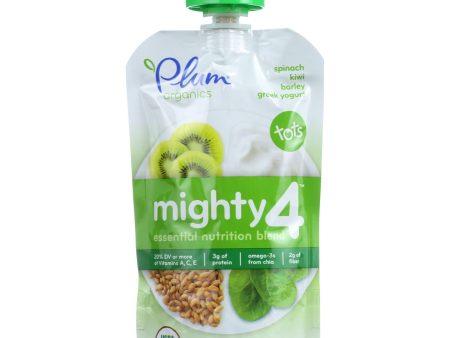 Plum Organics Essential Nutrition Blend - Mighty 4 - Spinach Kiwi Barley Greek Yogurt - 4 Oz - Case Of 6 Discount