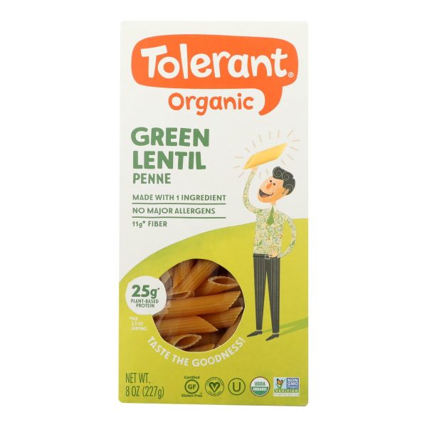 Tolerant Simply Legumes Green Lentil Pasta - Penne - Case Of 6 - 8 Oz. Hot on Sale