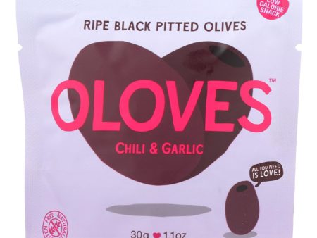 Oloves Green Pitted Olives - Chili And Garlic - Case Of 10 - 1.1 Oz. For Discount