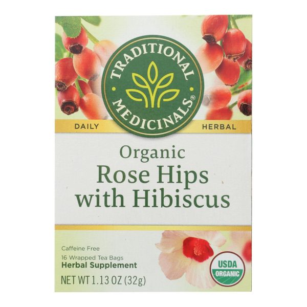 Traditional Medicinals Organic Herbal Tea - Rose Hips With Hibiscus - Case Of 6 - 16 Count Supply