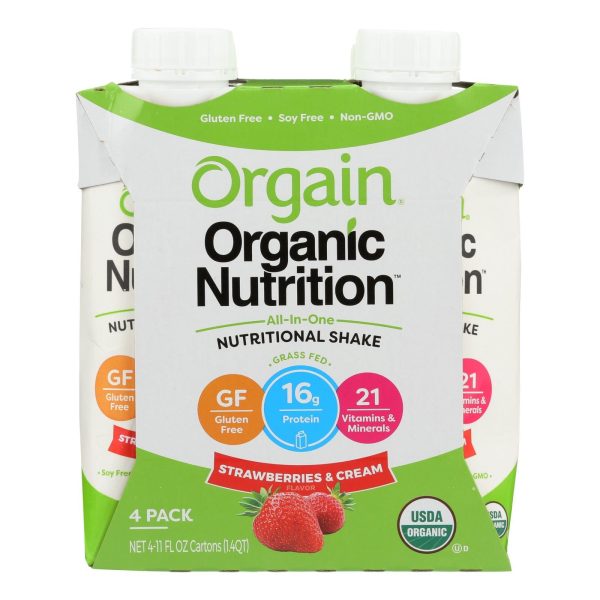 Orgain Nut Shake - Organic - Strawberry & Cream - Case Of 3 - 4 11 Fl Oz Cheap