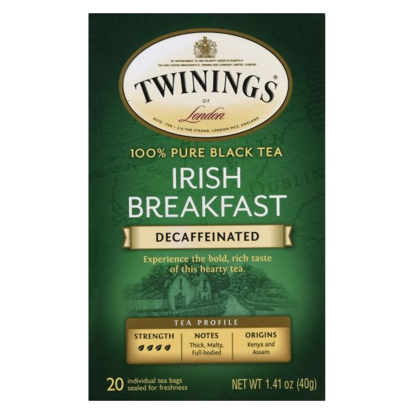 Twinings Tea Breakfast Tea - Irish Decaf - Case Of 6 - 20 Bags on Sale