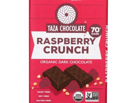 Taza Chocolate Stone Ground Organic Dark Chocolate Bar - Raspberry Crunch - Case Of 10 - 2.5 Oz. Sale