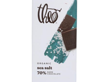 Theo Chocolate Organic Chocolate Bar - Classic - Dark Chocolate - 70 Percent Cacao - Sea Salt - 3 Oz Bars - Case Of 12 For Sale