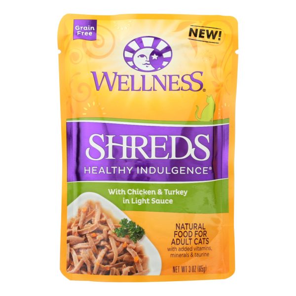 Wellness Pet Products Cat Food - Shreds Chicken And Turkey - Case Of 24 - 3 Oz. Hot on Sale