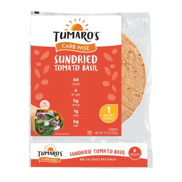 Tumaro s 8-inch Sundried Tomato Basil Carb Wise Wraps - Case Of 6 - 8 Ct Online now